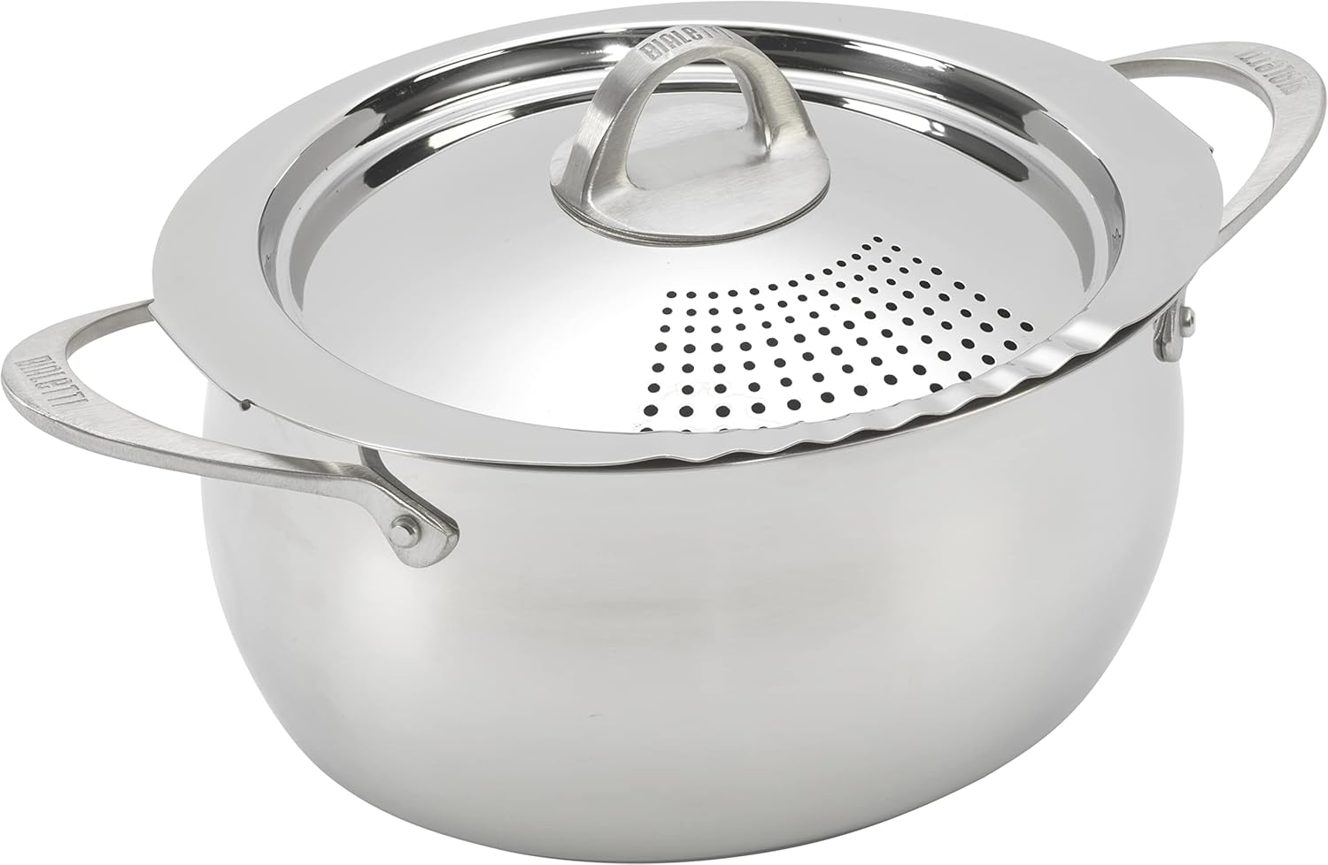 Bialetti 6 Quart Nonstick Oval Pasta Pot with Strainer Lid, Stainless-Steel