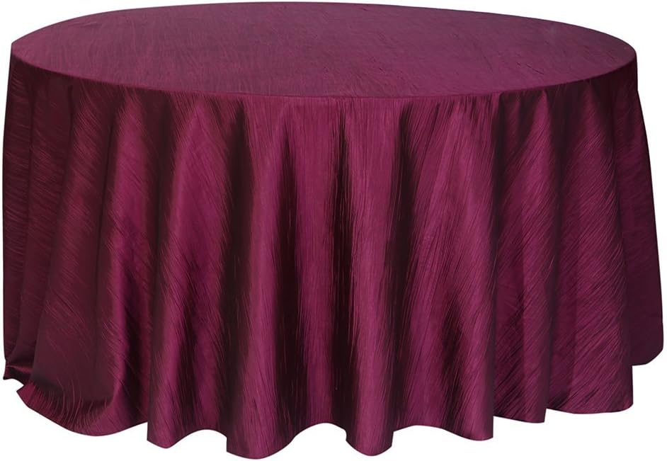 120" Round Eggplant Crinkle Taffeta Tablecloth for Events