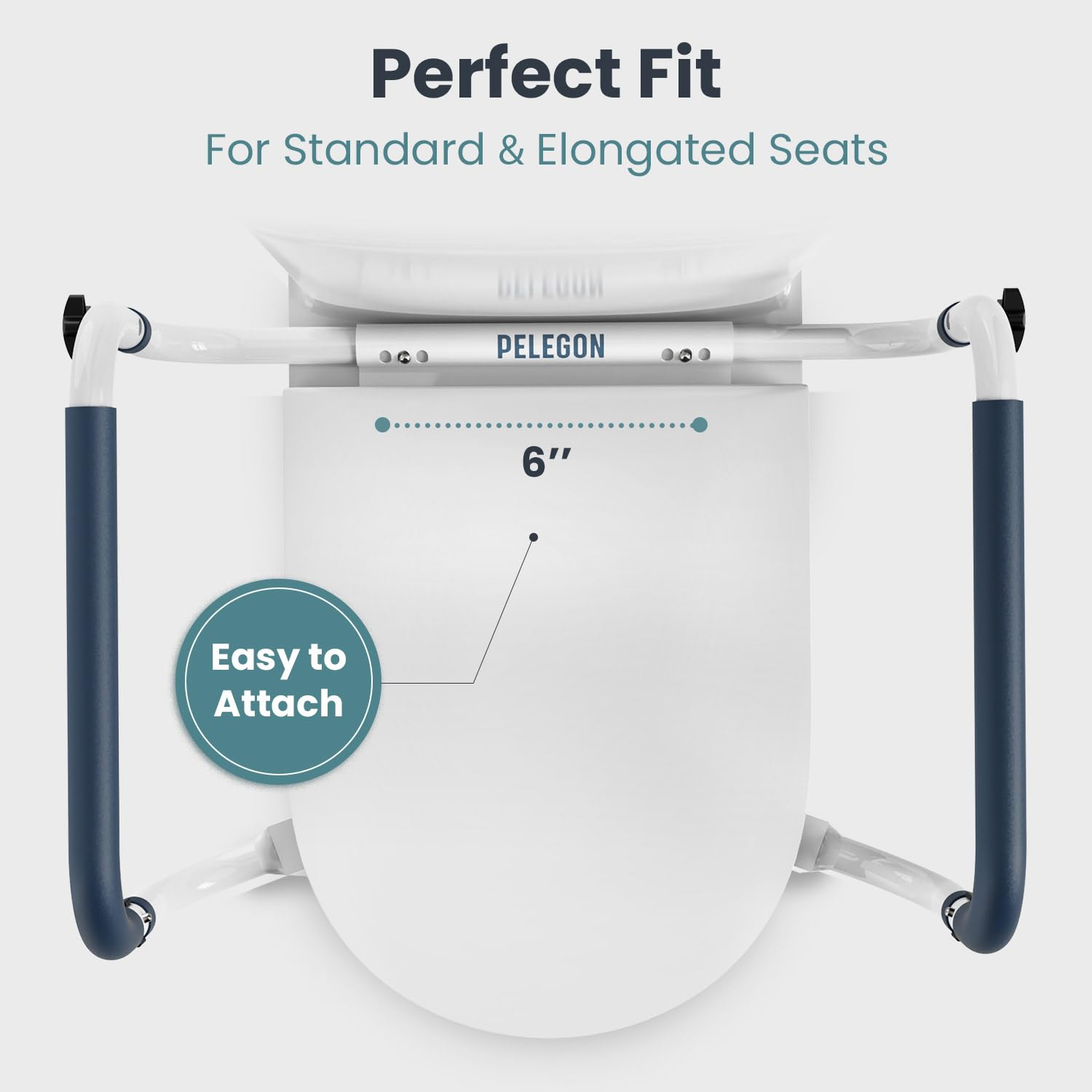 Adjustable White and Blue Metal Toilet Safety Rails with Handles