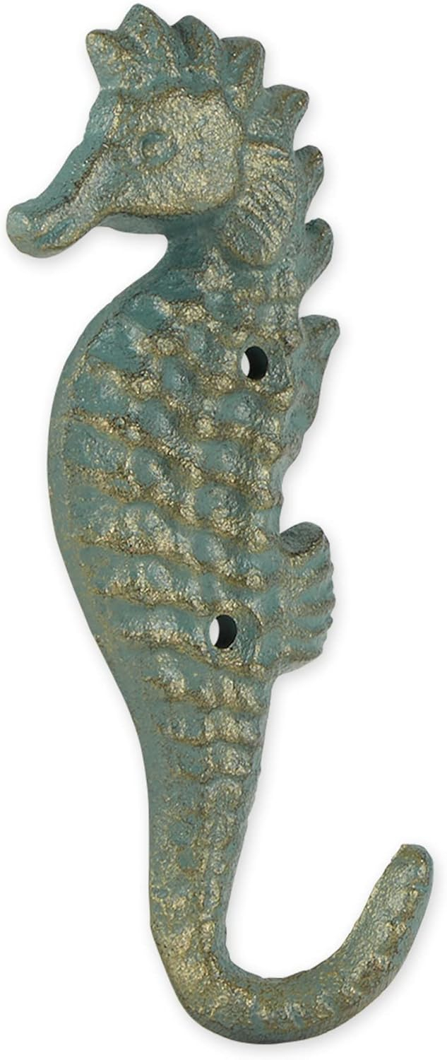 Accent Plus Home Decorative Cast Iron Seahorse Wall Hooks - Set of 2