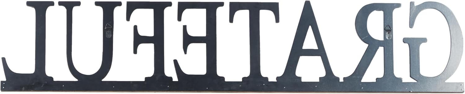 DecMode Black Wood Grateful Sign Wall Decor