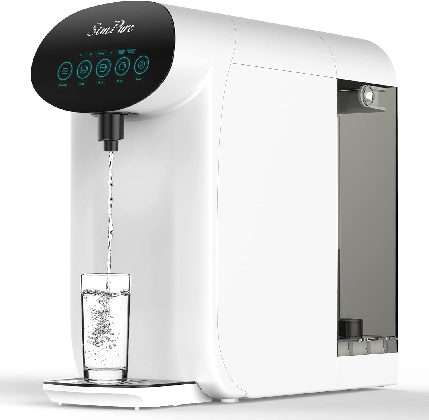 SimPure Y7P-W Countertop Water Filter System, 4 Stage Reverse Osmosis Purification,BPA-Free Water Dispenser, 4: 1 Pure to Drain Bottleless Water Dispenser