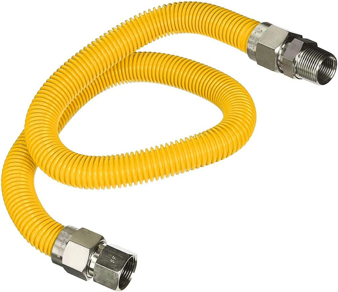 Yellow Coated Stainless Steel Flexible Gas Line Hose, 48 Inches