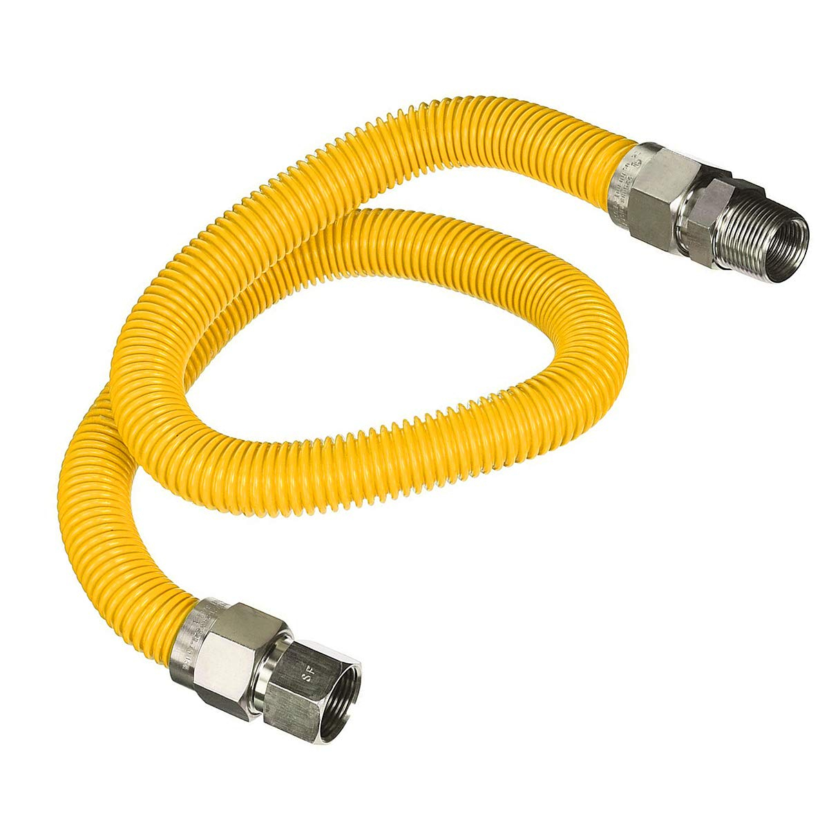 Yellow Coated Stainless Steel Flexible Gas Line Hose, 48 Inches