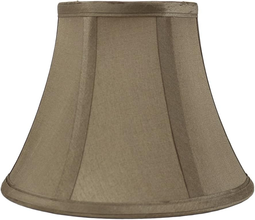 Urbanest Softback Bell Lampshade, Faux Silk, 5-inch by 9-inch by 7-inch, Golden Taupe, Spider-fitter