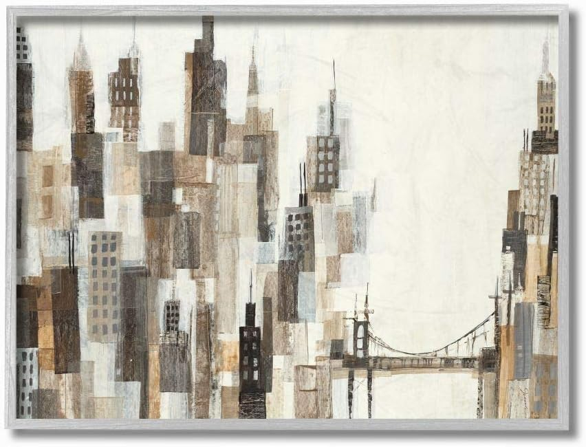 Stupell Industries Cityscape Abstract Squares Neutral Painting Framed Wall Art by Third and Wall