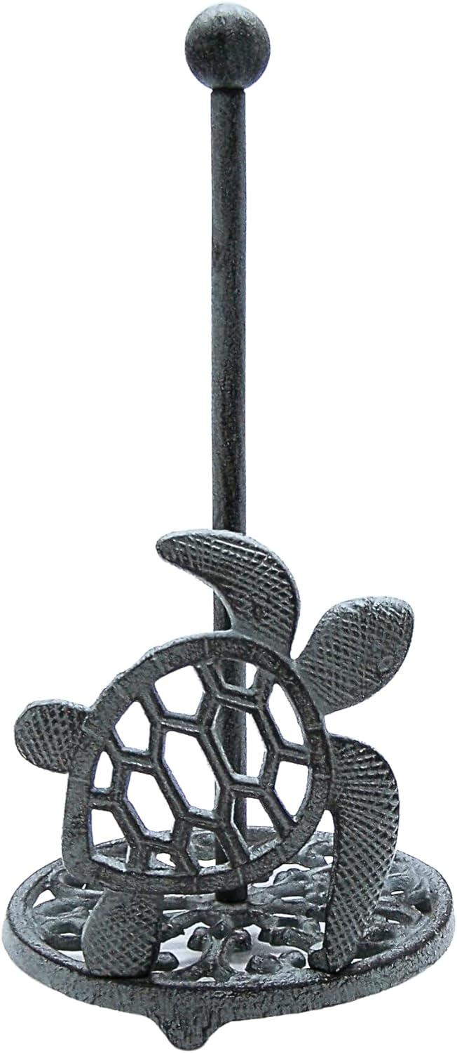 Sea Turtle Paper Towel Holder, Nautical Kitchen Accessories, Freestanding Countertop Organization, 13 Inches