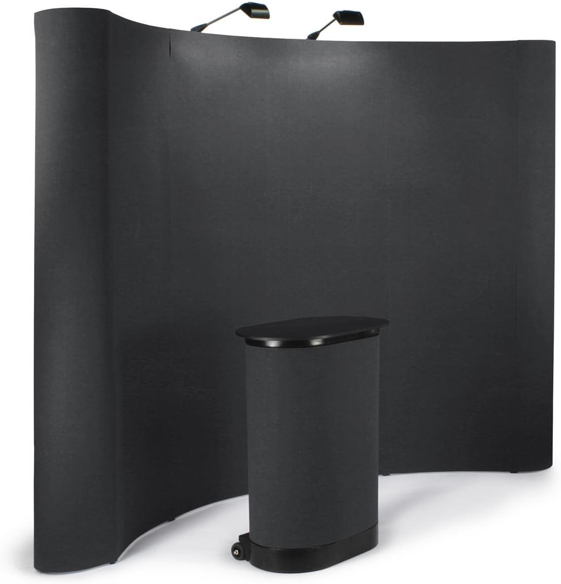 10-foot-wide Curved Pop-Up Trade Show Portable Display Booth with Podium Travel Case - Black (TEPUVF10BK)