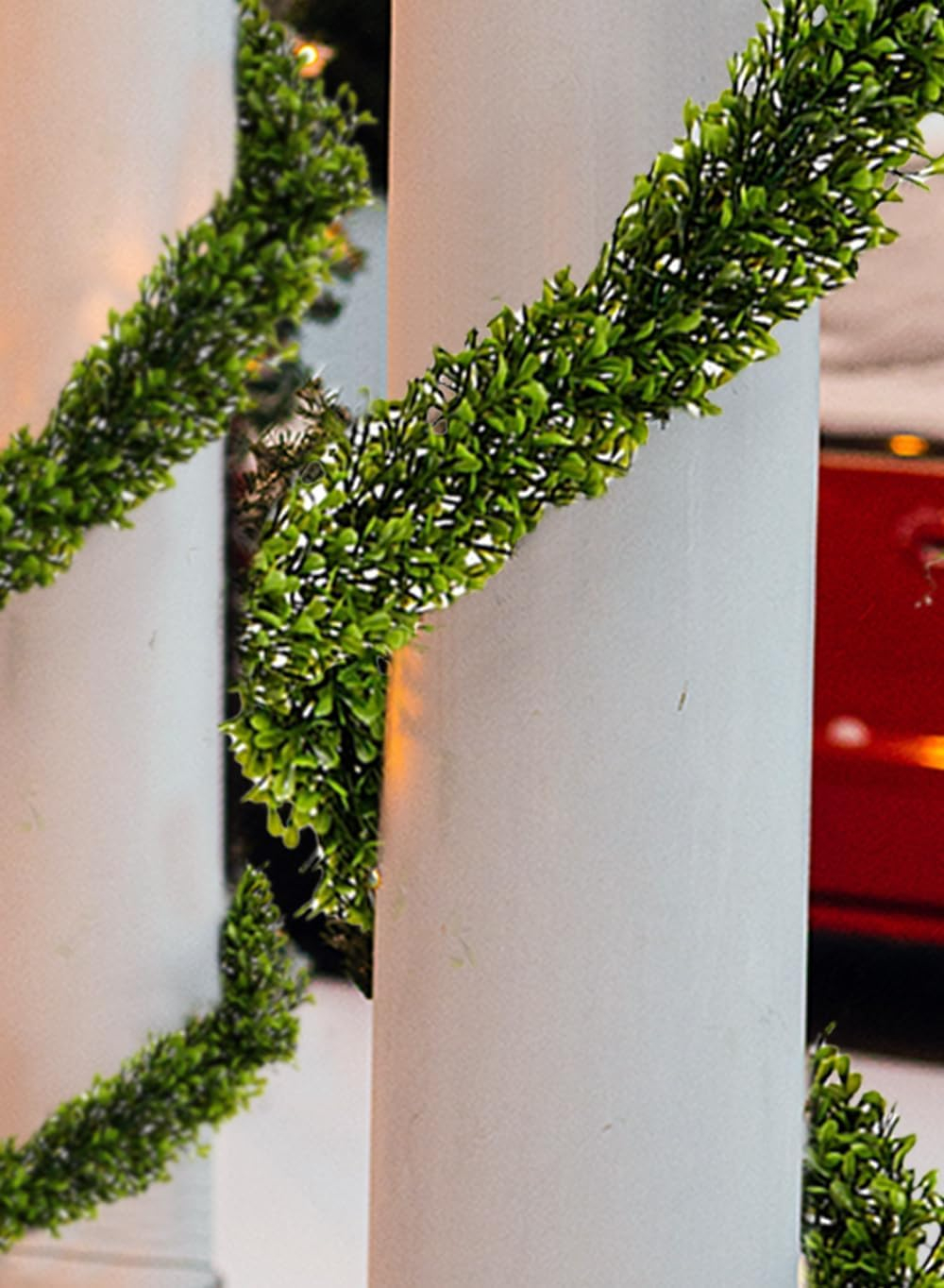 Serene Spaces Living Artificial Green Boxwood Garland - Ideal for Decorating Windows at Parties or Events, Measures 5.5 Feet Long