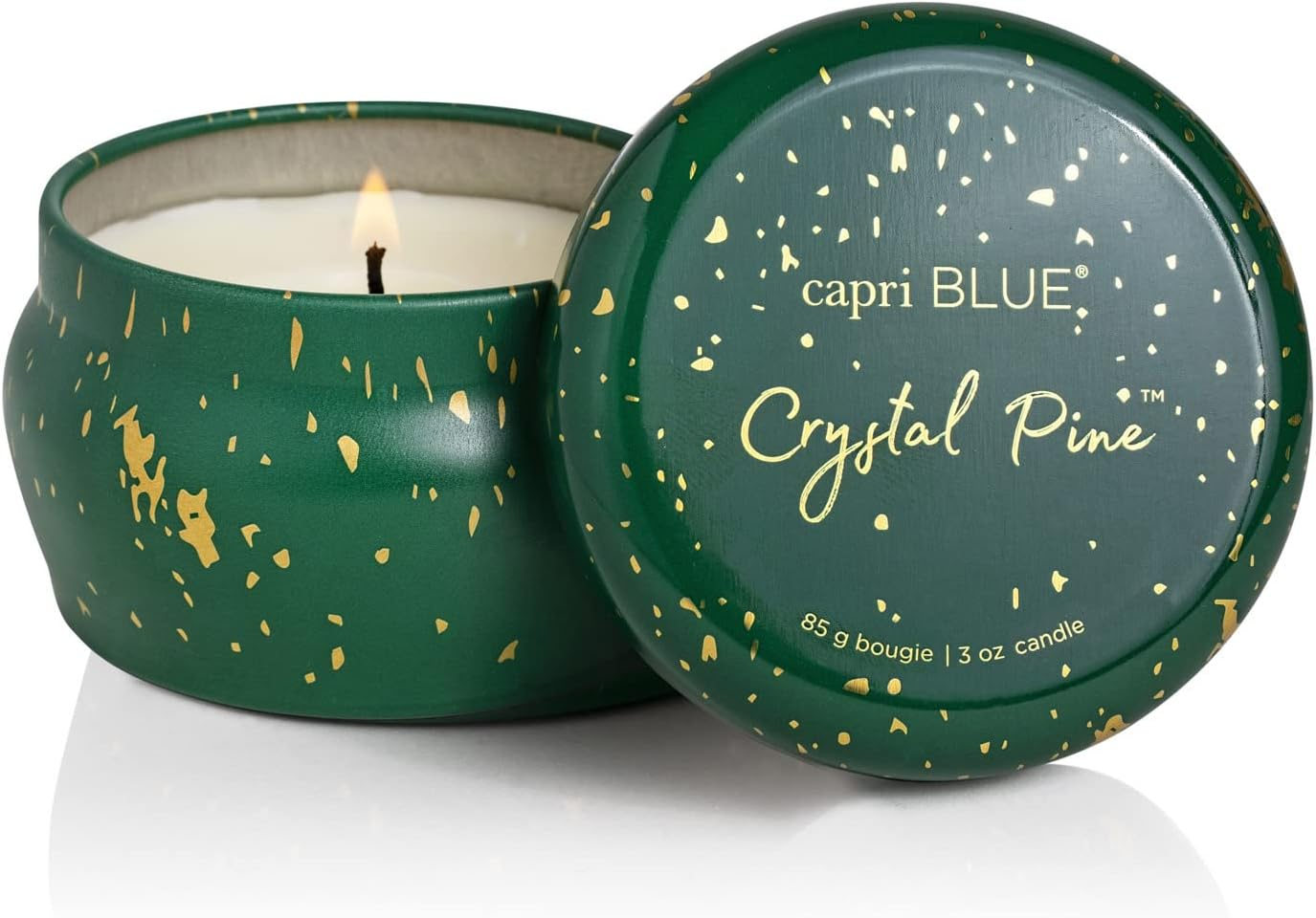 Emerald Green and Gold Crystal Pine Scented Soy Candle, 10 oz
