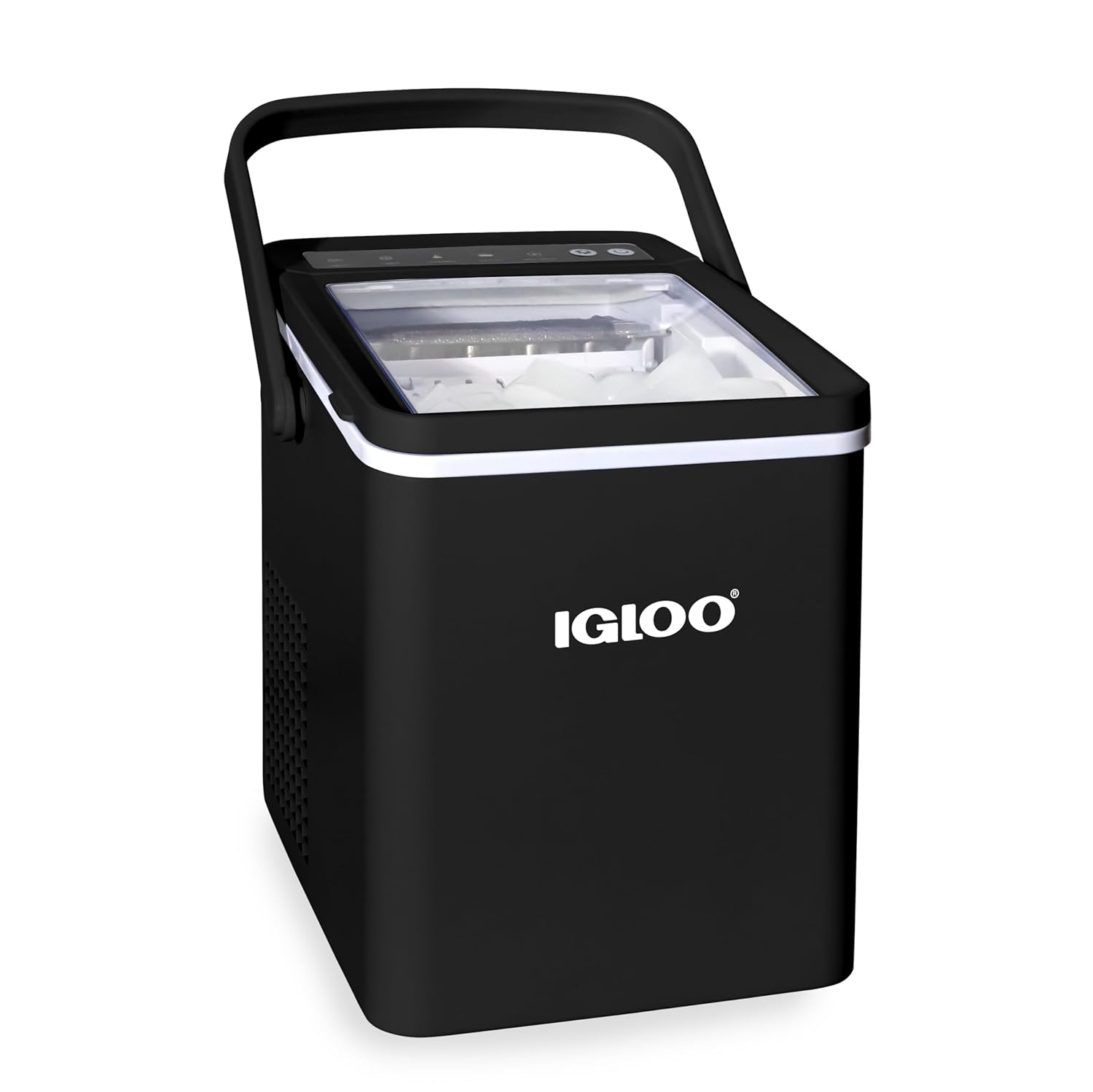 Igloo Handled Automatic Ice Machine Self Cleaning Countertop Ice Maker with Scoop, Black