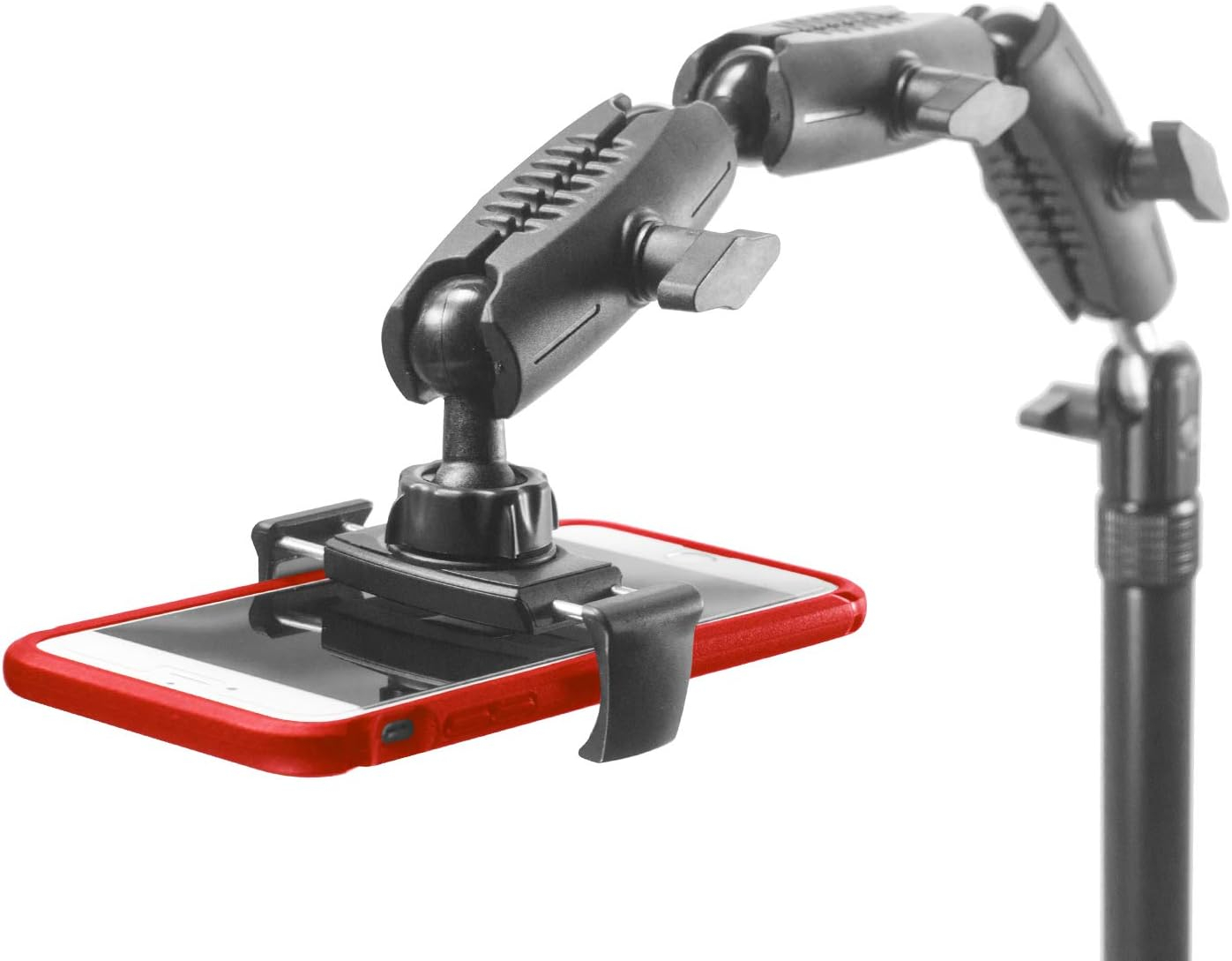 Adjustable Black Metal Overhead Phone Mount Stand for Live Streaming