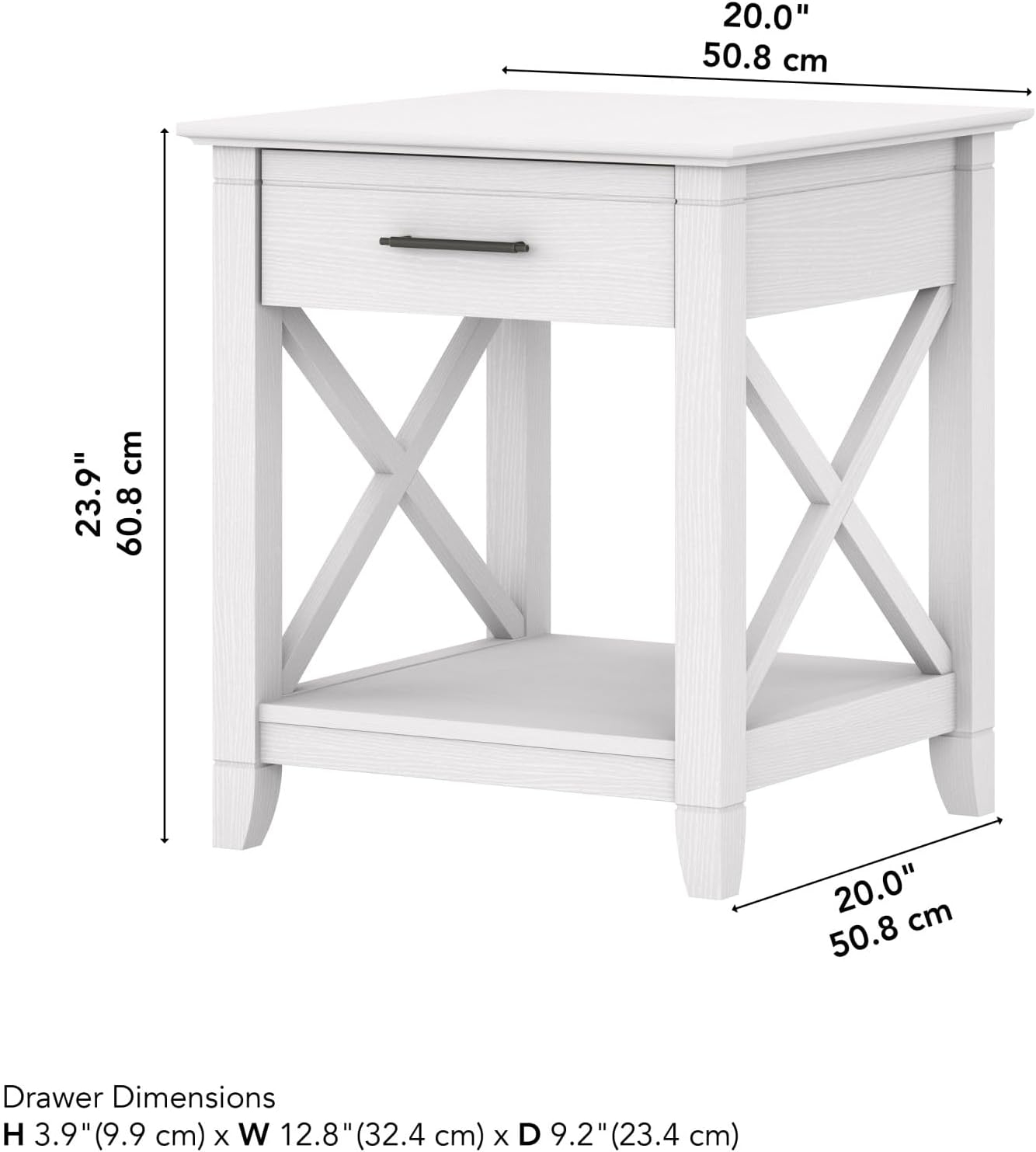 Key West End Table with Storage in Pure White Oak - Engineered Wood