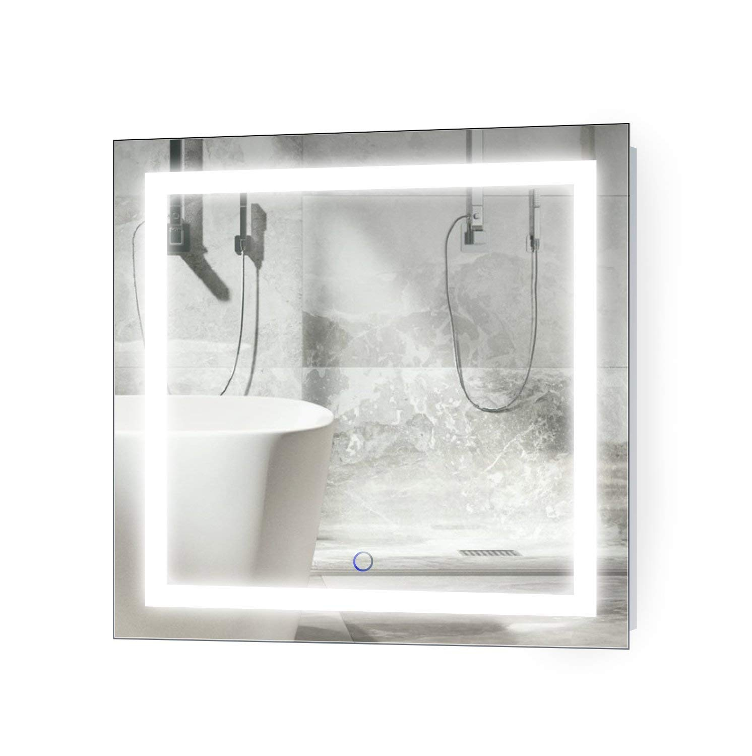 Krugg Icon Square LED Bathroom Mirror with Dimmer and Defogger - 3 Sizes