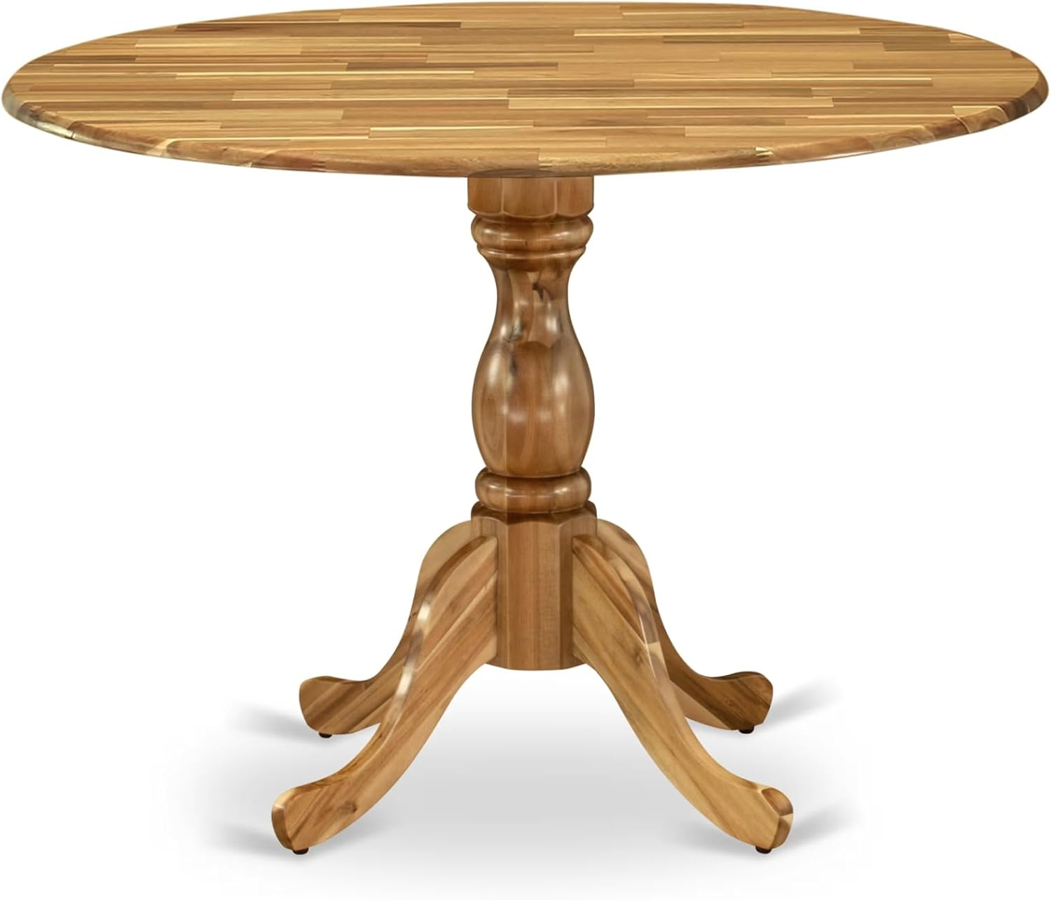 East West Furniture Dublin Wood Dining Table with Pedestal Legs in Natural