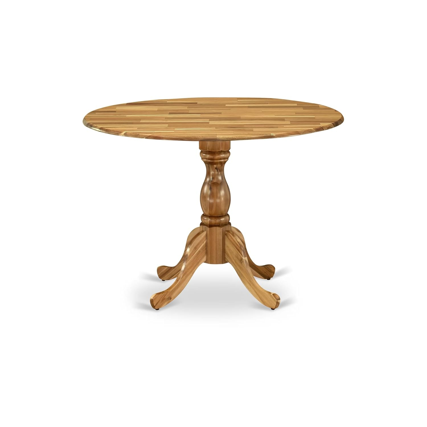 East West Furniture Dublin Wood Dining Table with Pedestal Legs in Natural