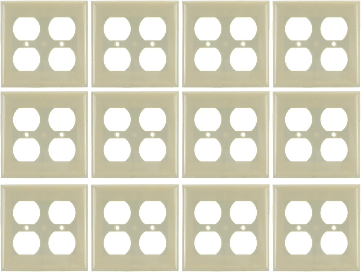 Ivory 2-Gang Plastic Duplex Outlet Wall Plate Covers