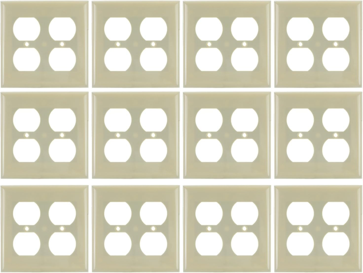 Ivory 2-Gang Plastic Duplex Outlet Wall Plate Covers