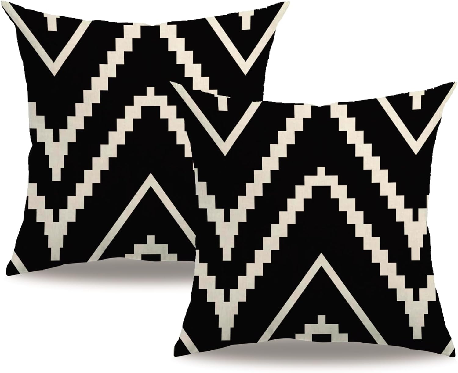 Modern Geometry Style Throw Pillow Covers Double-sided printed Black&Beige Stripes Square Home Decorative Cushion Cover Farmhouse Home Decor Pillowcase 18”×18”,2Pack for Sofa,Couch,Bed (Black)
