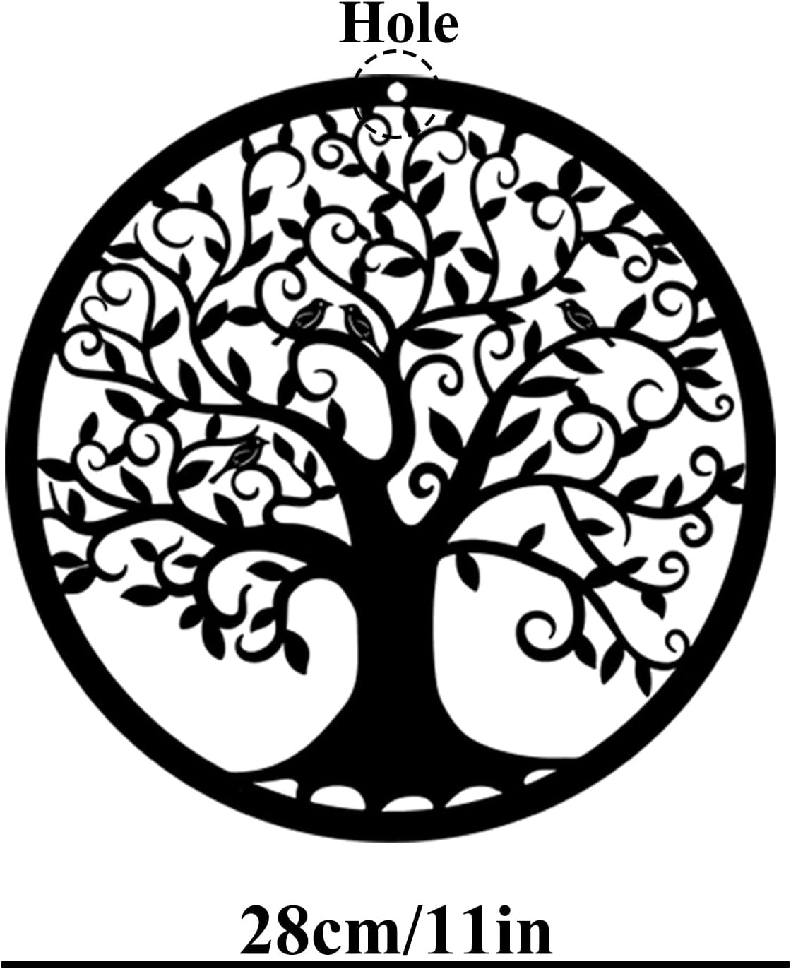 RESACO Tree of Life Wall Art Metal Tree Life Wall Decor Family Tree Wall Plaque 11 Inches Tree of Life Wall Hanging for Bathroom Kitchen Living Room Bedroom Indoor Outdoor（Black）