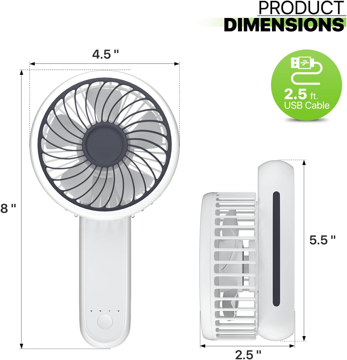 Magshion Foldable Handheld Mini Fan, Foldable USB Rechargeable Small Pocket Fan, Battery Operated Cooling Fan for Travel Indoor Outdoor, White