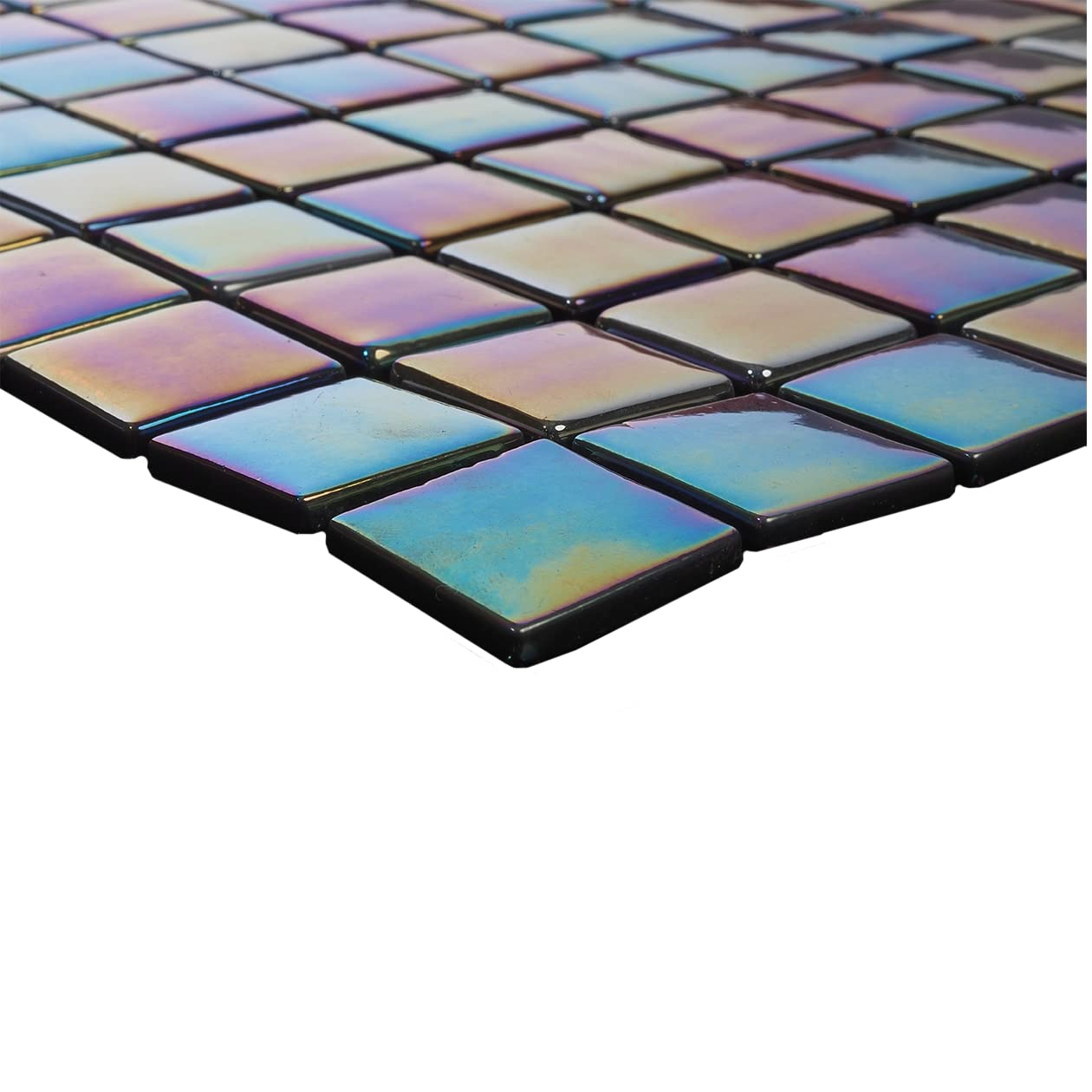 Dark Iridescent Recycled Glass Mosaic Tile for Walls and Floors