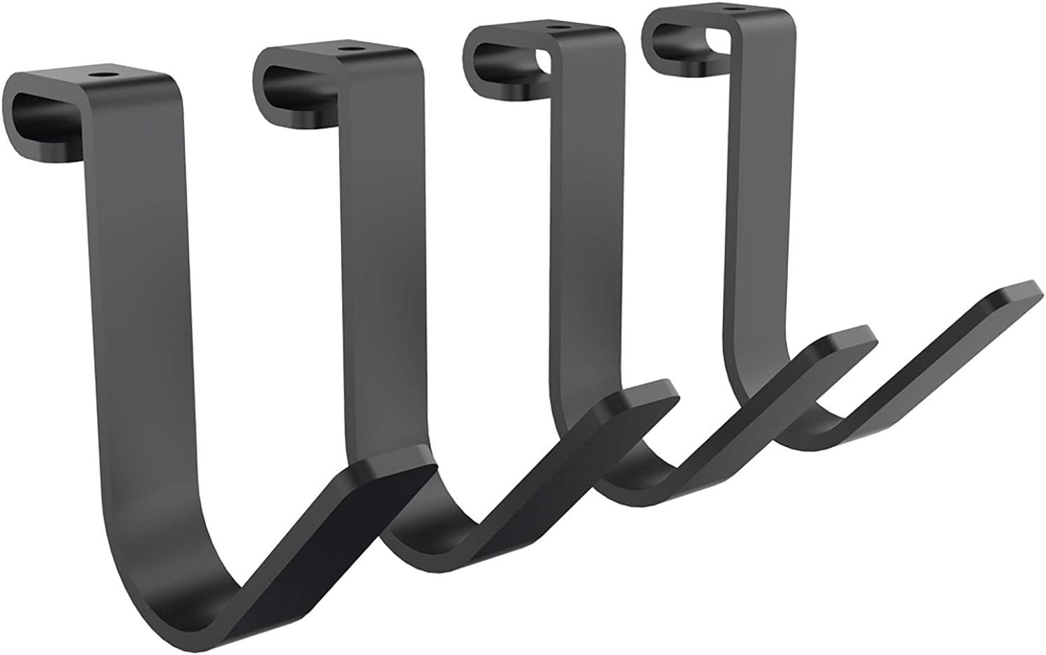 FLEXIMOUNTS 4 Pack Add On Storage Rail Hook Accessory for Ceiling Rack and Wall Shelving, Max Weight Capacity up to 50lbs, Black