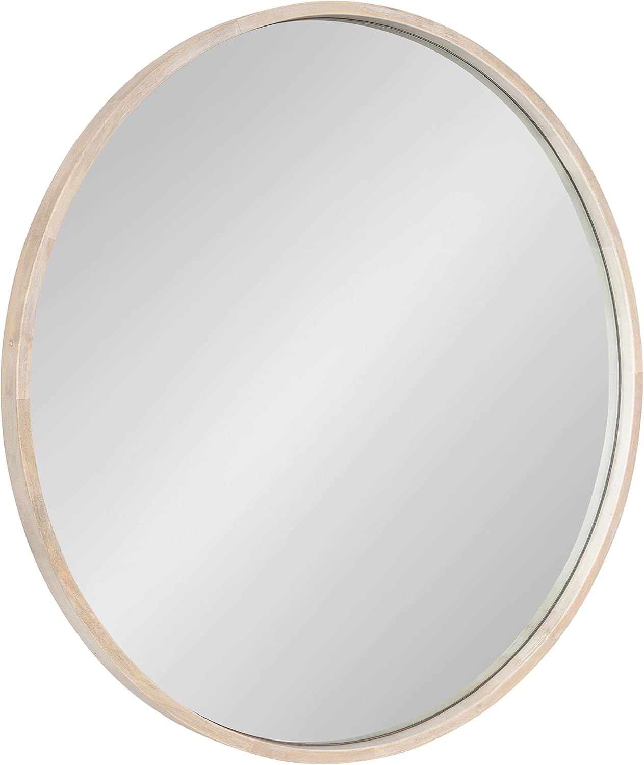 Kate and Laurel Valenti Farmhouse Round Wall Mirror, 28 inch Diameter, White, Decorative Circle Mirror