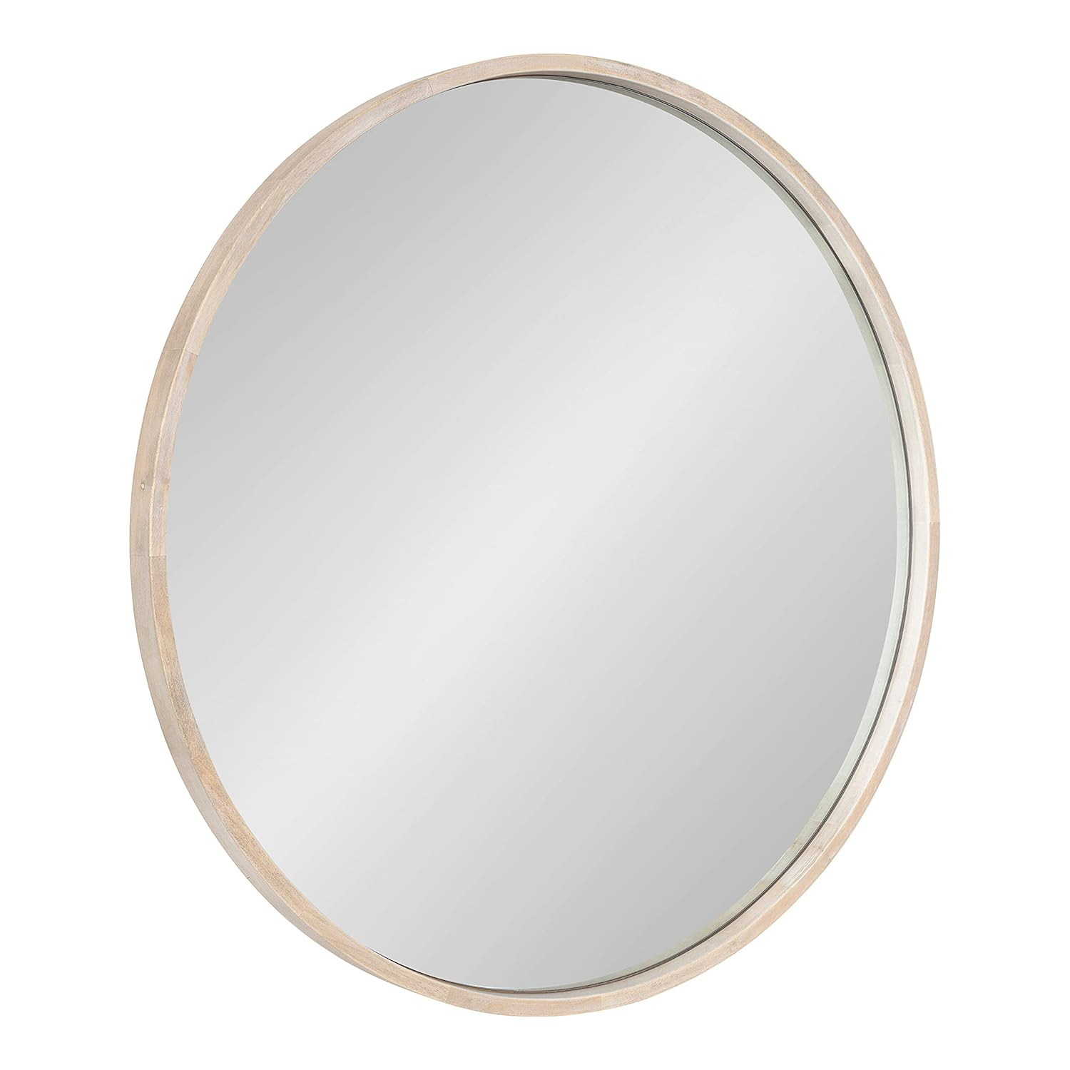 Kate and Laurel Valenti Farmhouse Round Wall Mirror, 28 inch Diameter, White, Decorative Circle Mirror