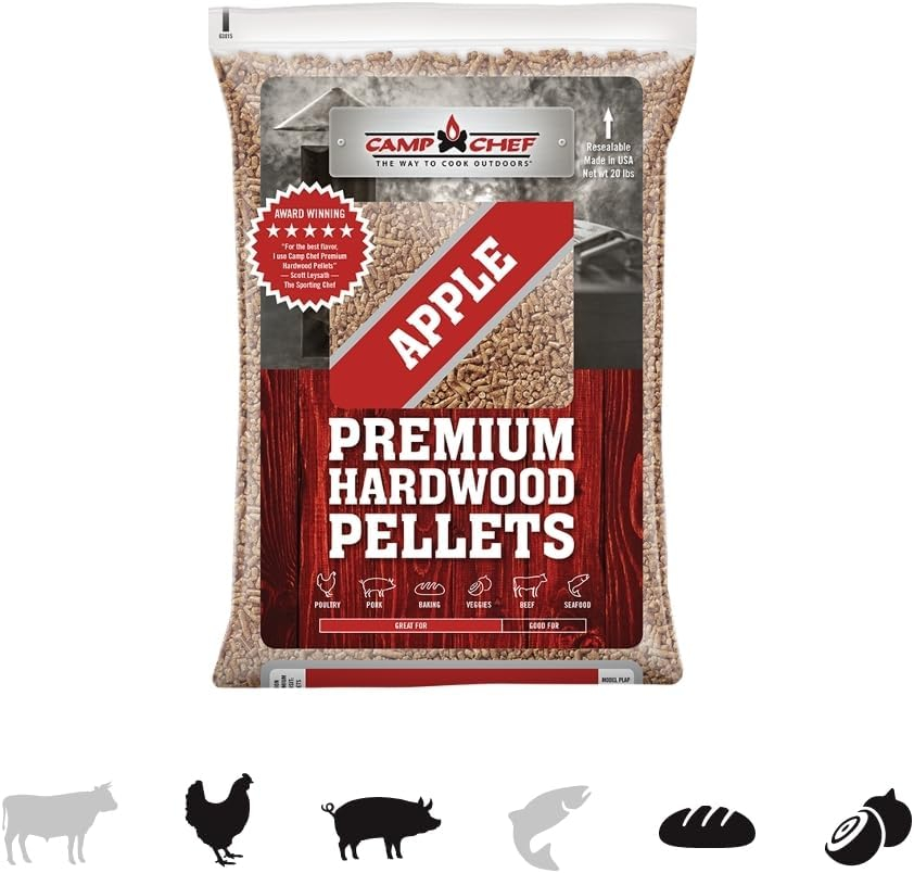 Camp Chef Orchard Apple BBQ Pellets, Hardwood Pellets for Grill, Smoke, Bake, Roast, Braise and BBQ, 20 lb. Bag