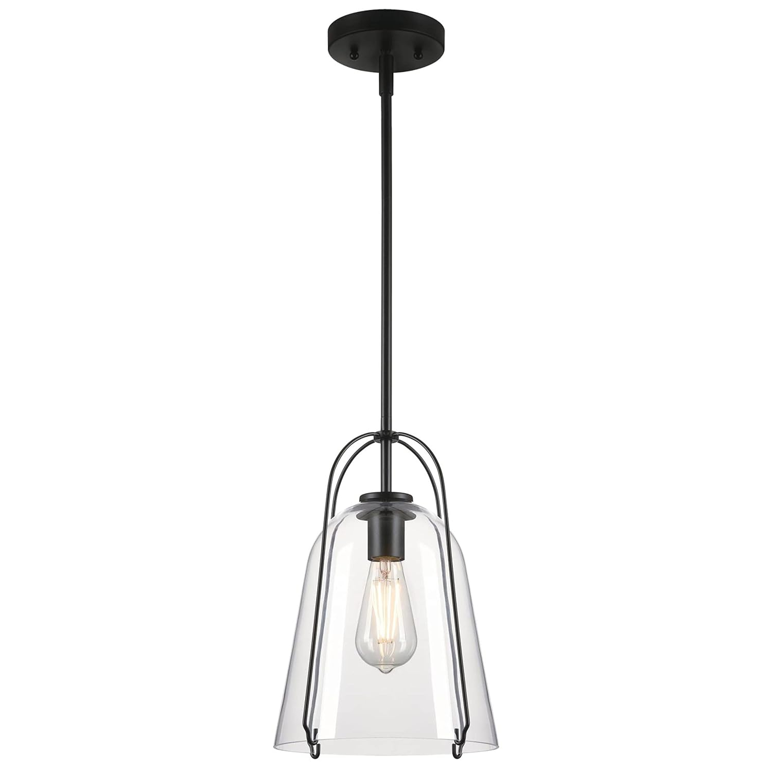 Westinghouse Lighting 6130100 Kewadin One Light Indoor Pendant, Matte Black & Clear Glass