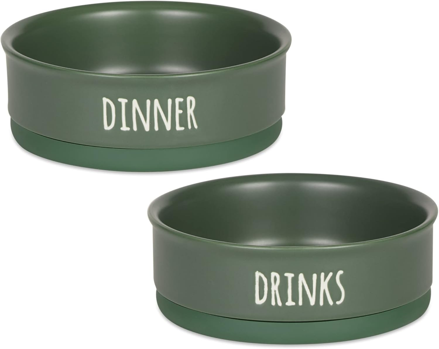 Pet Bowl - Dinner And Drinks Hunter Green - Medium 6Dx2H SET/2