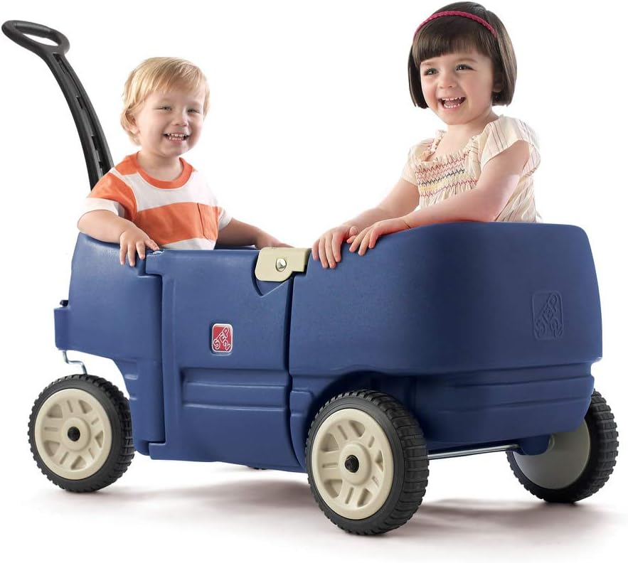 Step2 Wagon for Two Plus Blue Foldable Wagon for Kids with Seats