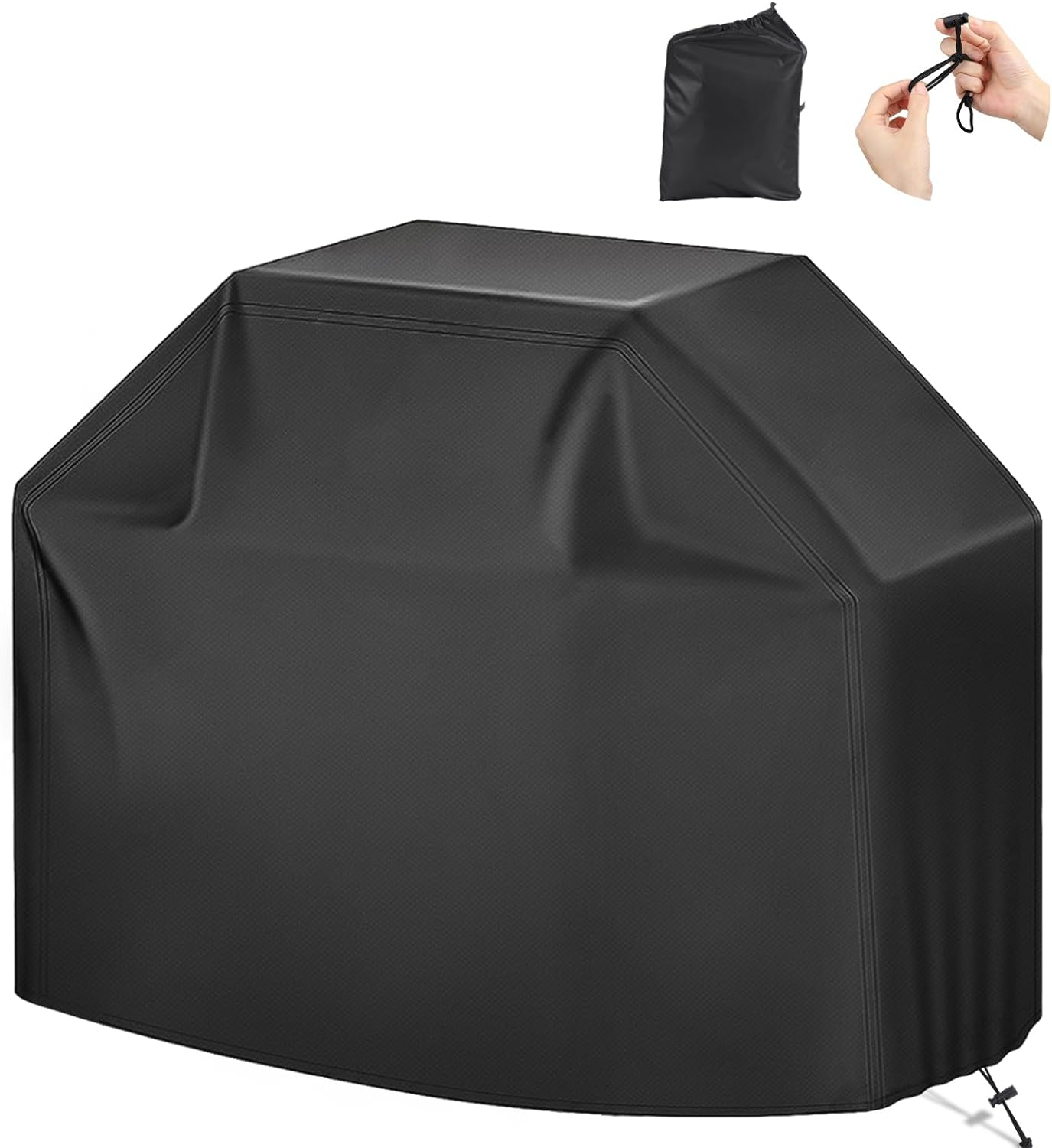 Outdoor Waterproof Grill Cover with Adjustable Hem Drawstring, 58 Inches Heavy Duty Barbecue Gas Grill Cover, Uv & Fade Resistant BBQ Cover for Char-Broil Nexgrill and More (58inch S Black)