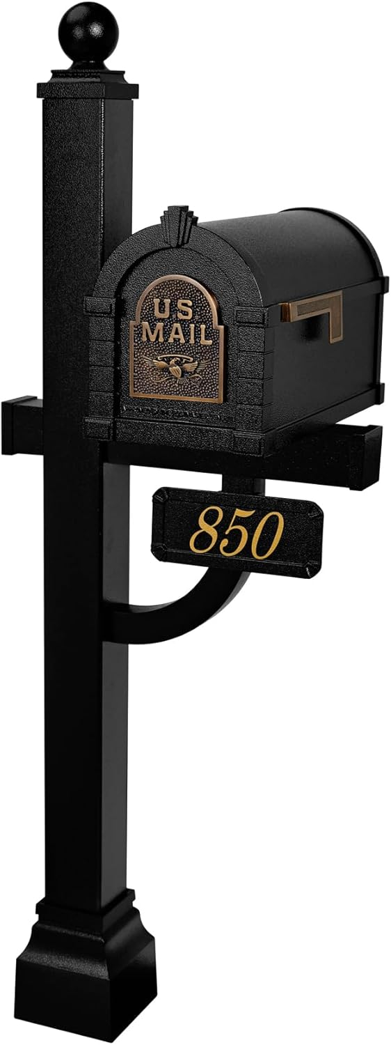Gaines - Keystone Series Mailbox - Black with Antique Bronze Eagle