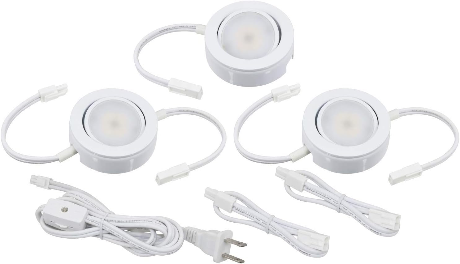 White Dimmable LED Swivel Puck Light Kit, 3-Pack