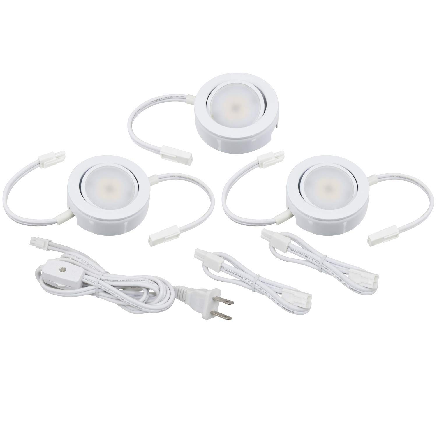 White Dimmable LED Swivel Puck Light Kit, 3-Pack