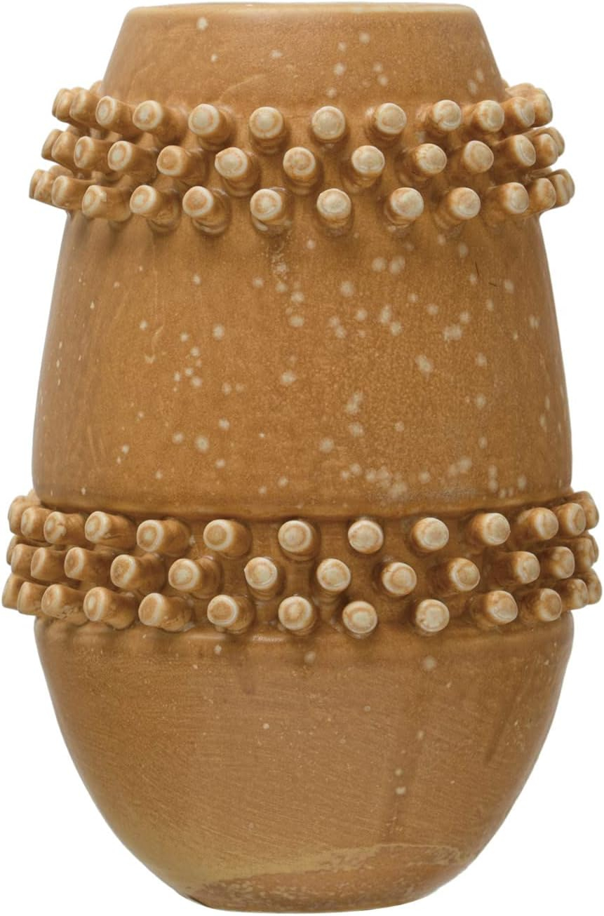 Storied Home Stoneware Vase with Raised Dots, Terracotta Reactive Glaze