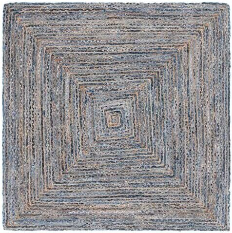 SAFAVIEH Cape Cod Miah Geometric Area Rug, Blue/Natural, 6' x 6' Square