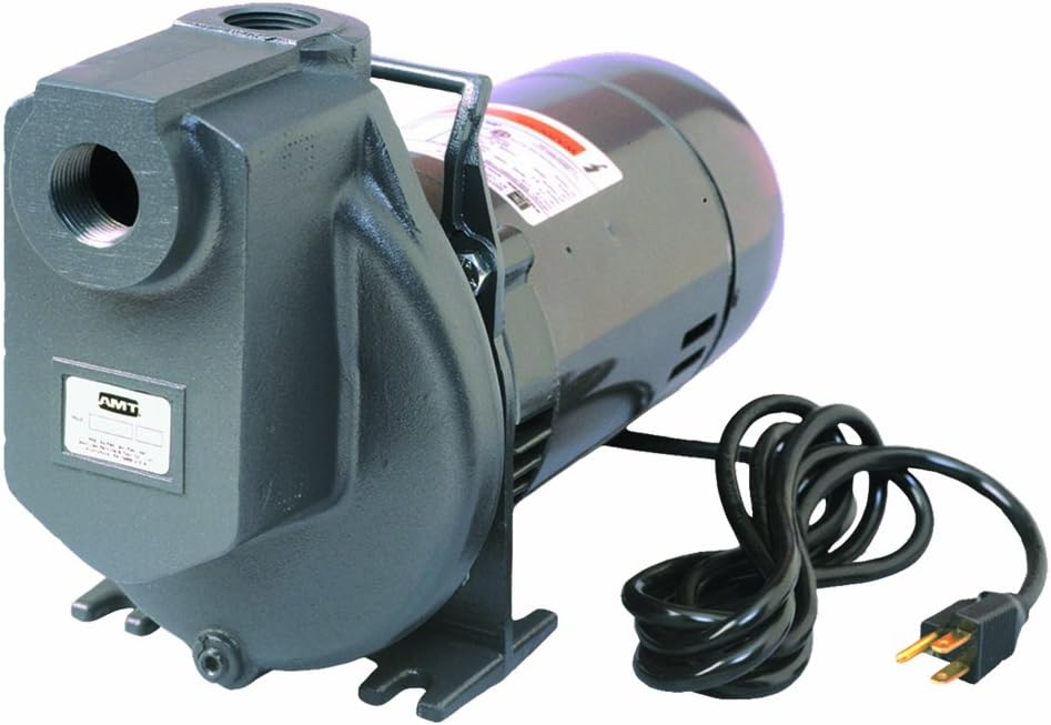 AMT Pump 4292-96 Self-Priming Utility Pump, Aluminum, 1/2 HP, 1 Phase, 115V, Curve C, 1" NPT Female Suction & Discharge Ports