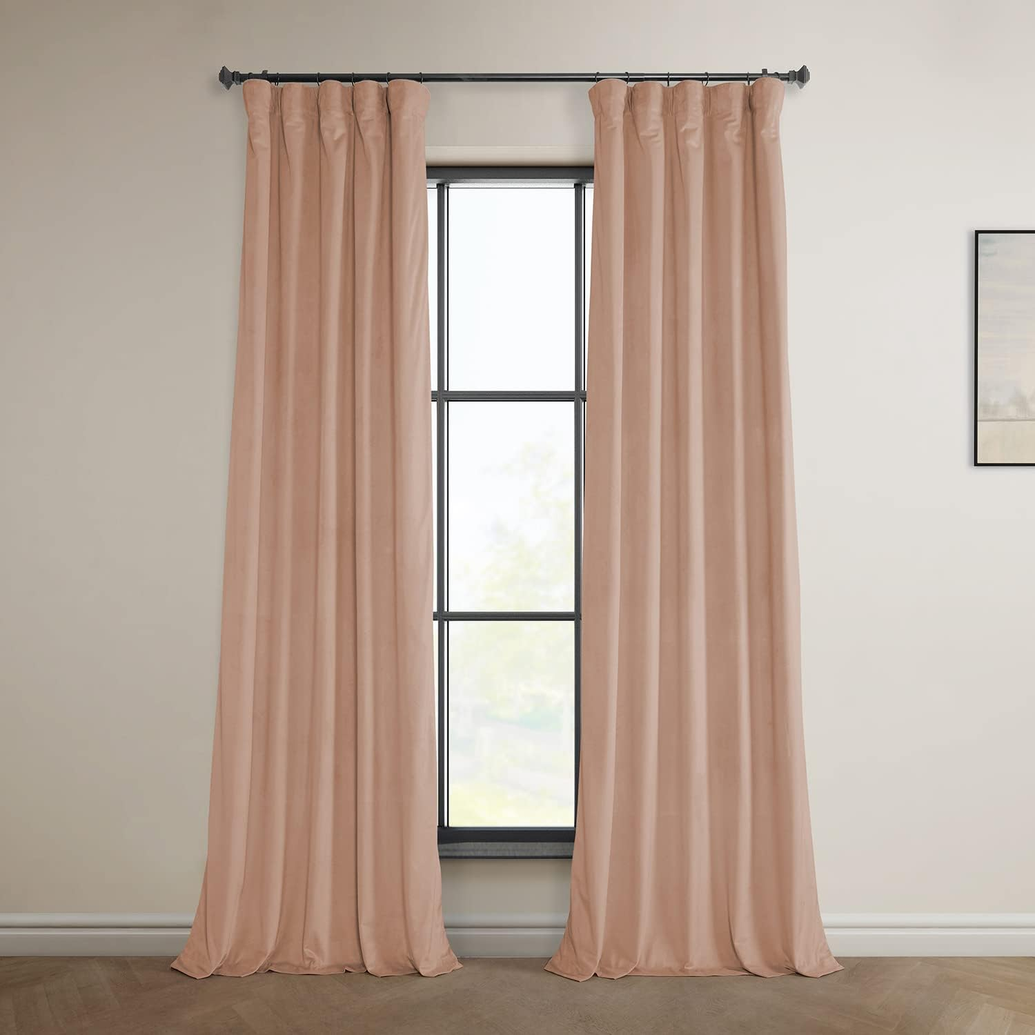 HPD Half Price Drapes Heritage Plush Velvet Curtains 108 Inches Long Room Darkening Curtains for Bedroom & Living Room 50W x 108L, (1 Panel), Peach Blossom