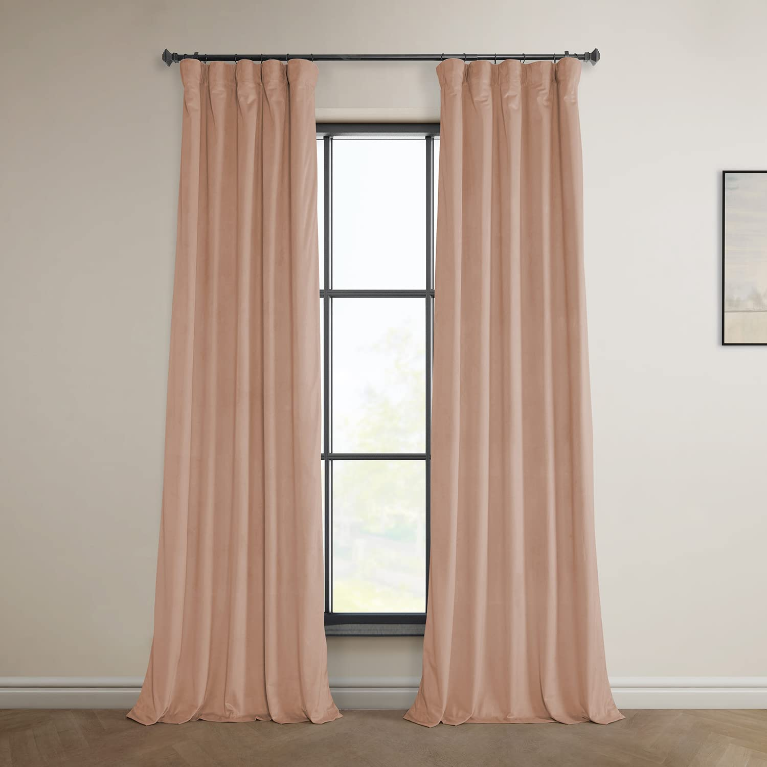 HPD Half Price Drapes Heritage Plush Velvet Curtains 108 Inches Long Room Darkening Curtains for Bedroom & Living Room 50W x 108L, (1 Panel), Peach Blossom