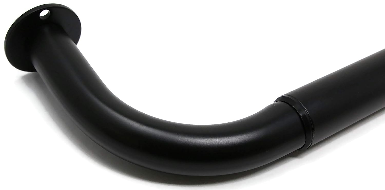 Energy-saving Wraparound Adjustable French Blackout Curtain Rod Set Matte Black 28"-48" Black Finish