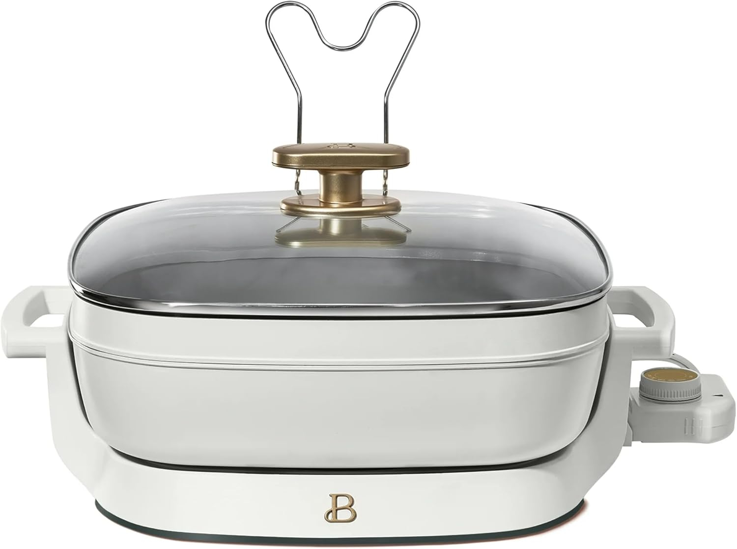 Beautiful 5 in 1 Electric Skillet - Expandable up to 7 Qt with Glass Lid, White Icing by Drew Barrymore