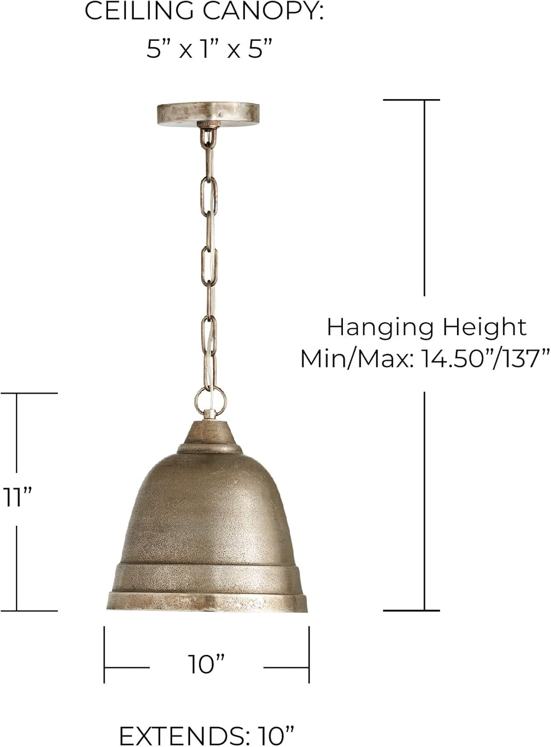 11 Inch 1 Light Pendant In Urban/Industrial Style 10 High By 11 Wide-Oxidized Nickel Finish    -Traditional Installation Capital Lighting 335312Xn