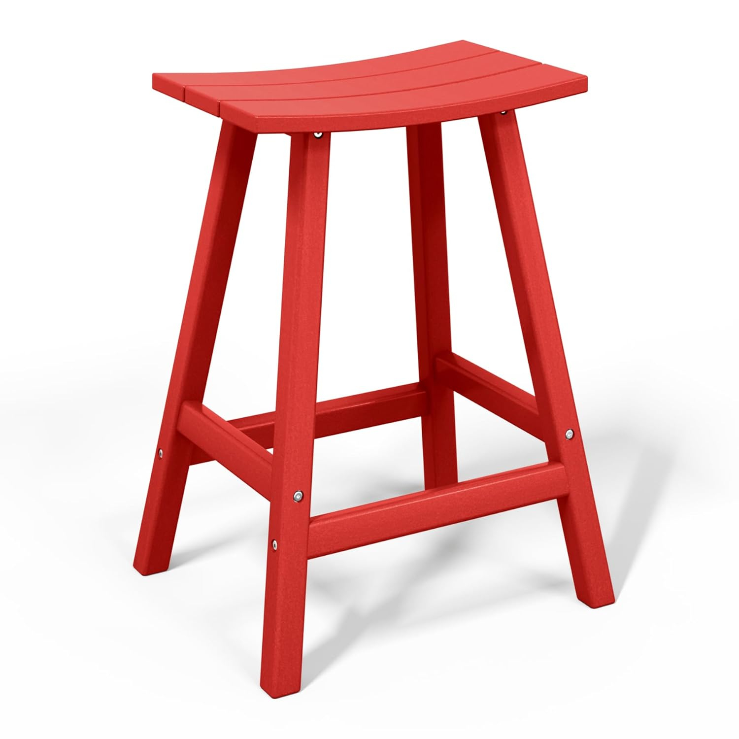 Florence Outdoor 29" HDPE Plastic Saddle Seat Barstool in Red