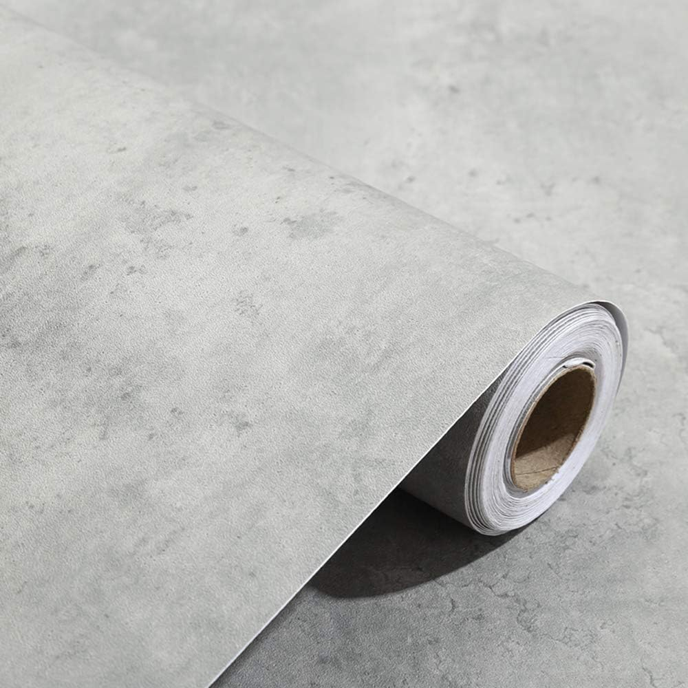 TAOGIFT 24x117 Inches 3D Textured Peel and Stick Concrete Wallpaper Grey Cement Contact Paper for Walls Kitchen Cabinets Countertop Bathroom Bedroom Furniture