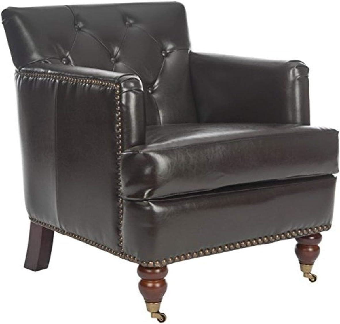 SAFAVIEH Colin Industrial Tufted Club Chair with Casters, Blush Pink/White Wash