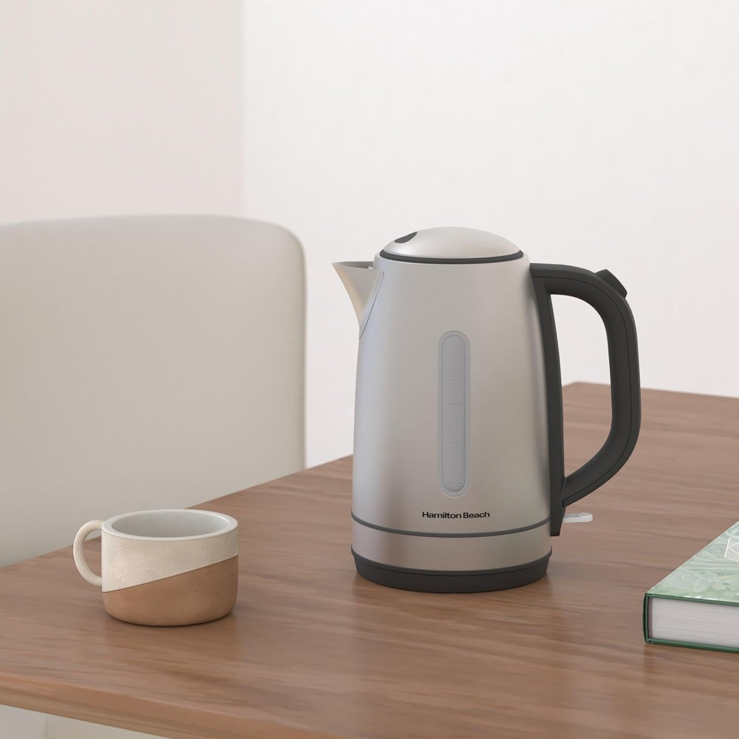 Hamilton Beach Stainless Steel Electric Kettle with LED Light Ring, 1.7 Liter Capacity, 41037G
