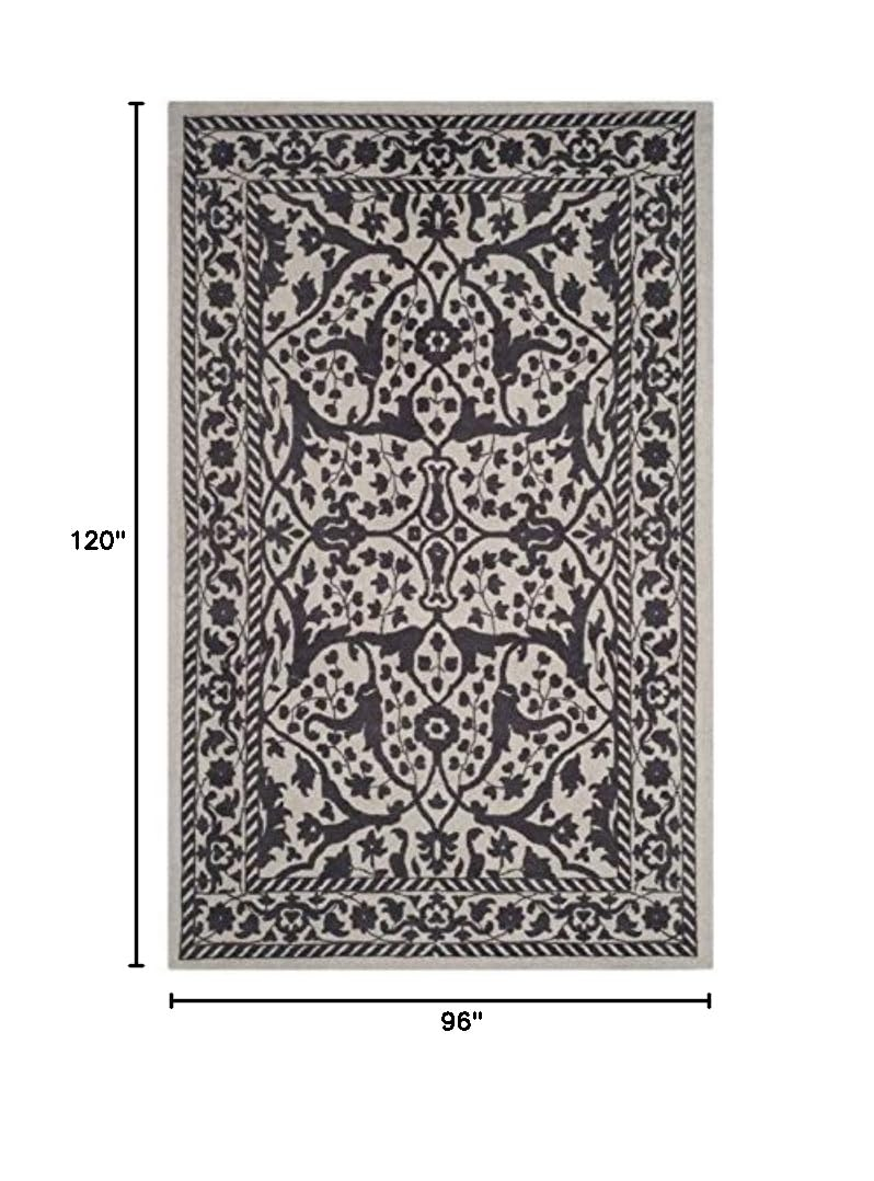 SAFAVIEH Area Rug 8x10 - Restoration Vintage Collection - Large - Silver & Grey, Handmade Wool, Ideal for Living Room, Bedroom, Office, Dining Space (RVT102H)
